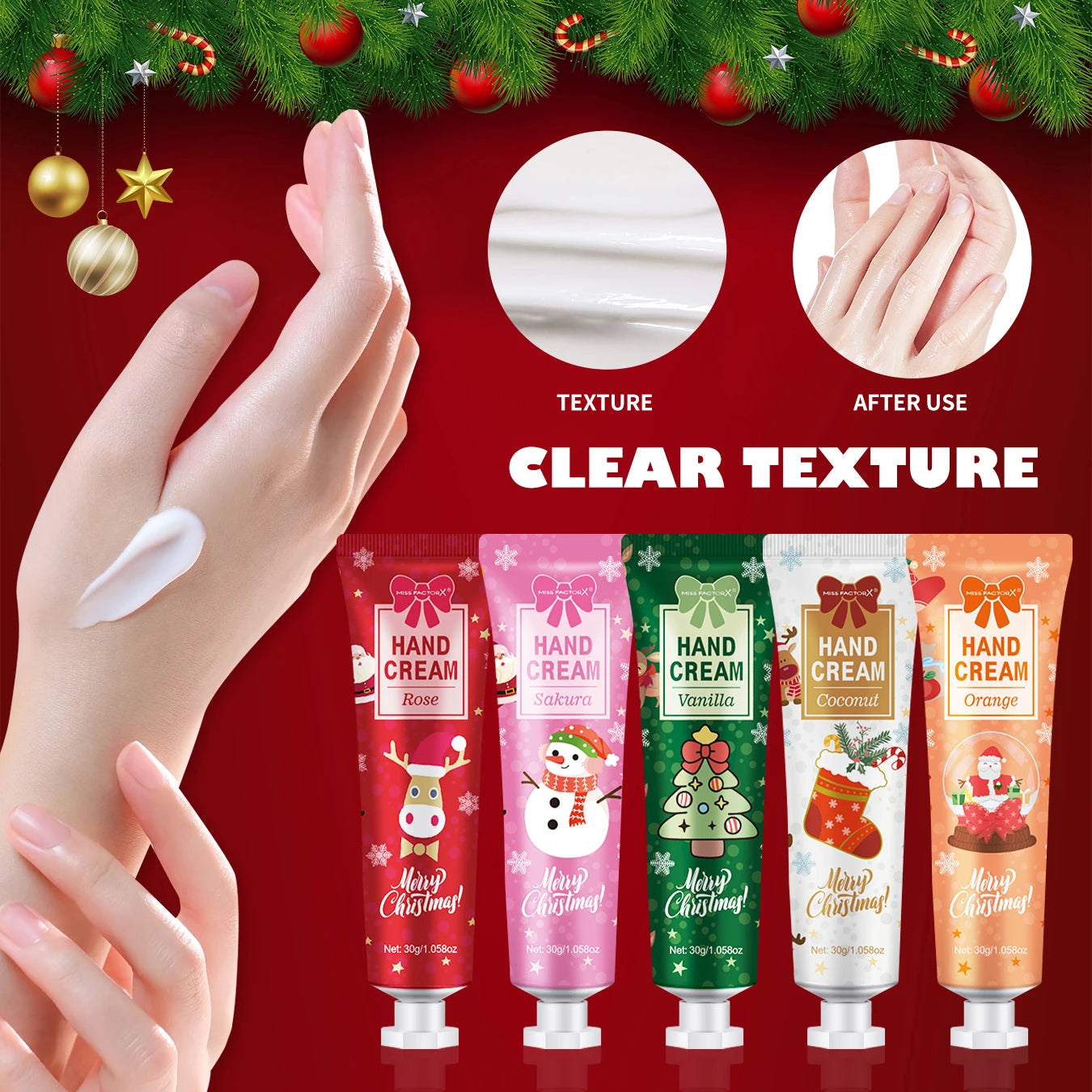 5-pack Christmas hand cream – 30g, moisturizing