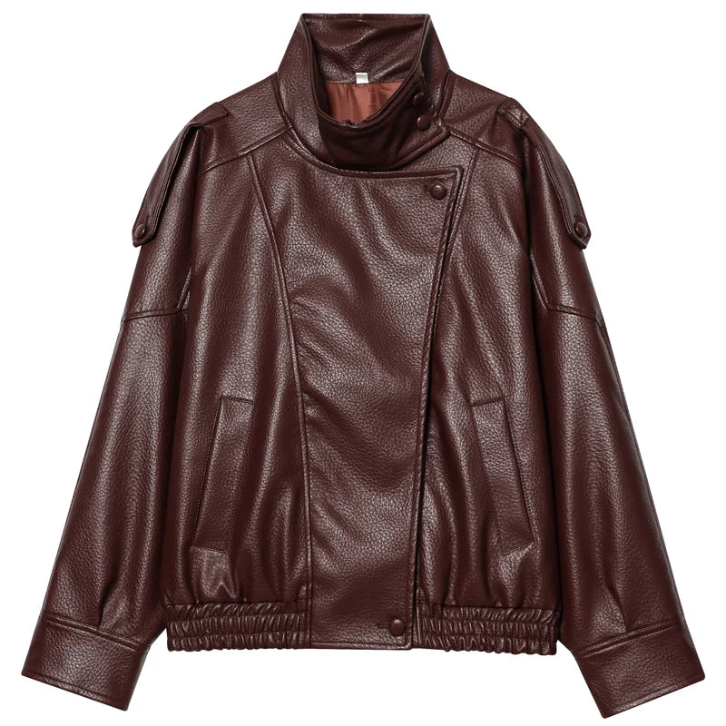 Casual Streetwear Faux Leather Jacket