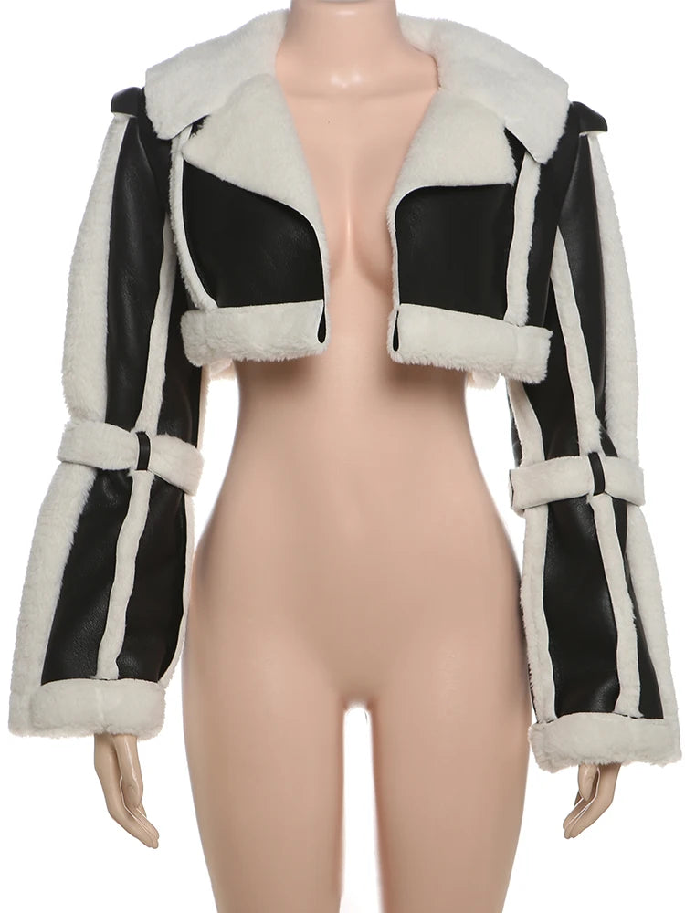 Women’s Furry Patchwork Crop Jacket