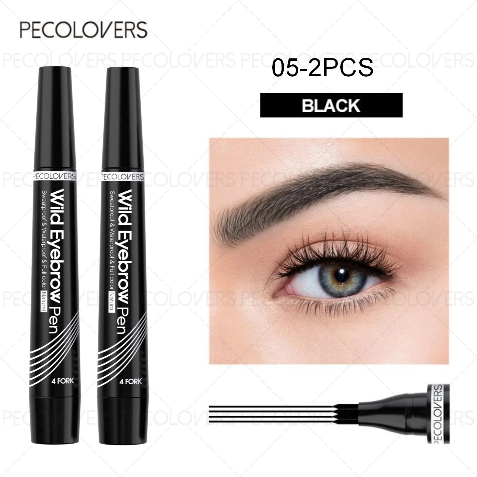 6-Color Waterproof Eyebrow Pen – 4 Split Tip Liquid Pencil