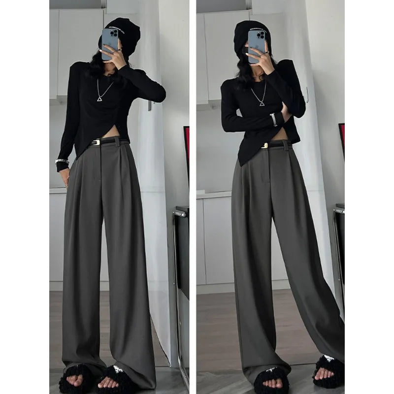 Aurora High-Waist Wide-Leg Suit Pants
