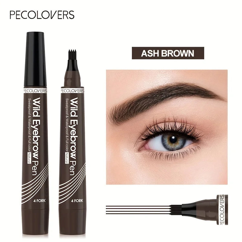 6-Color Waterproof Eyebrow Pen – 4 Split Tip Liquid Pencil
