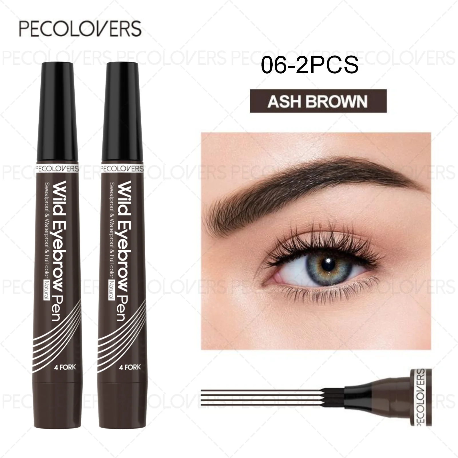 6-Color Waterproof Eyebrow Pen – 4 Split Tip Liquid Pencil