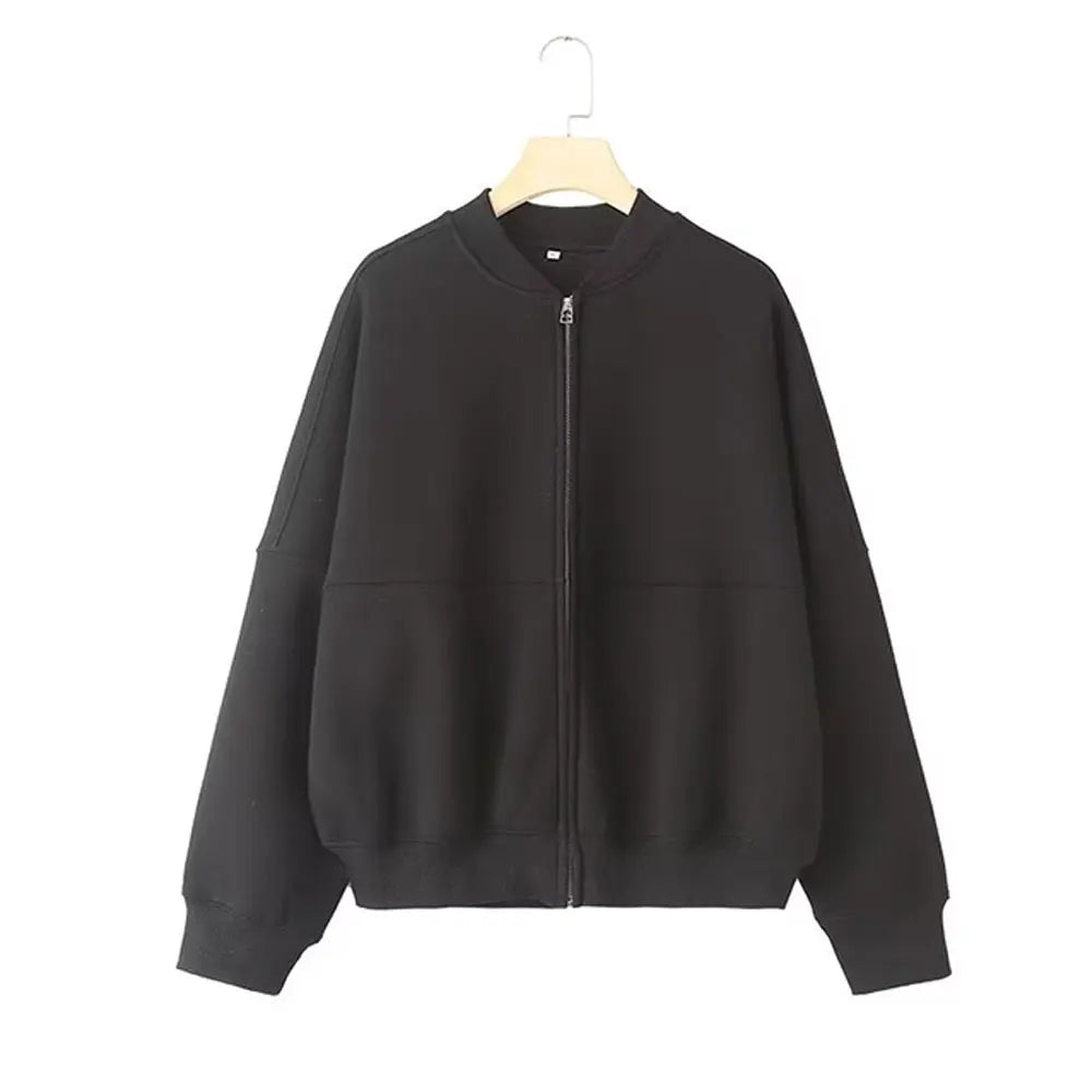 Women's Fall 2-Piece Set – Zip Bomber Jacket & Wide-Leg Pants