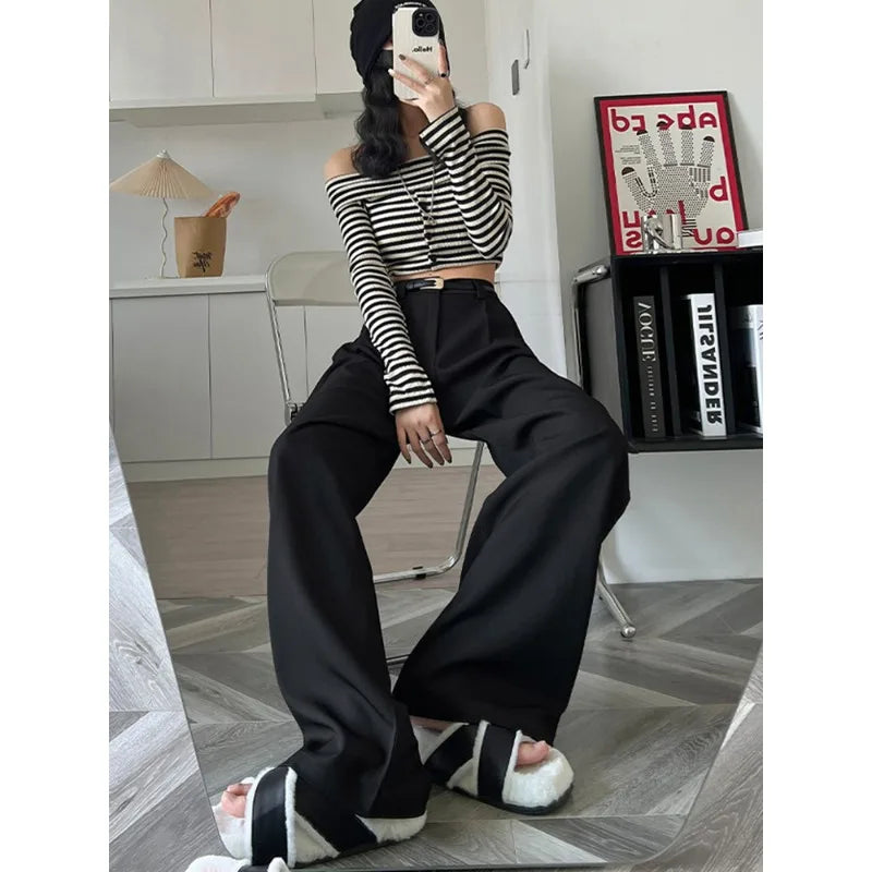 Aurora High-Waist Wide-Leg Suit Pants