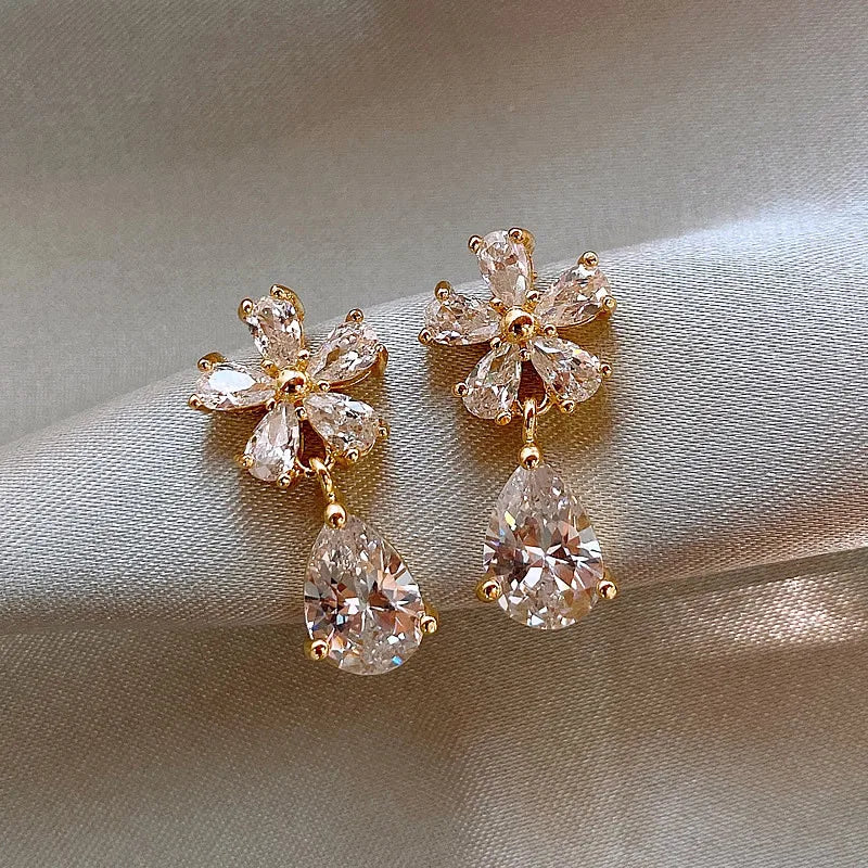 Crystal Flower Stud Earrings