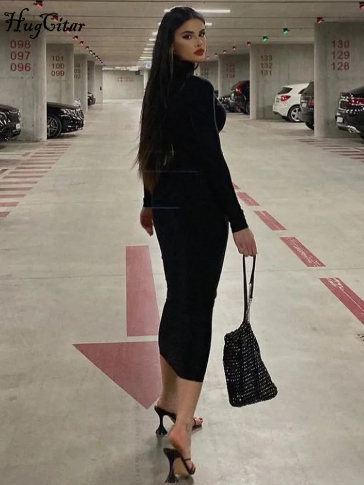 Veloura Black Bodycon Maxi