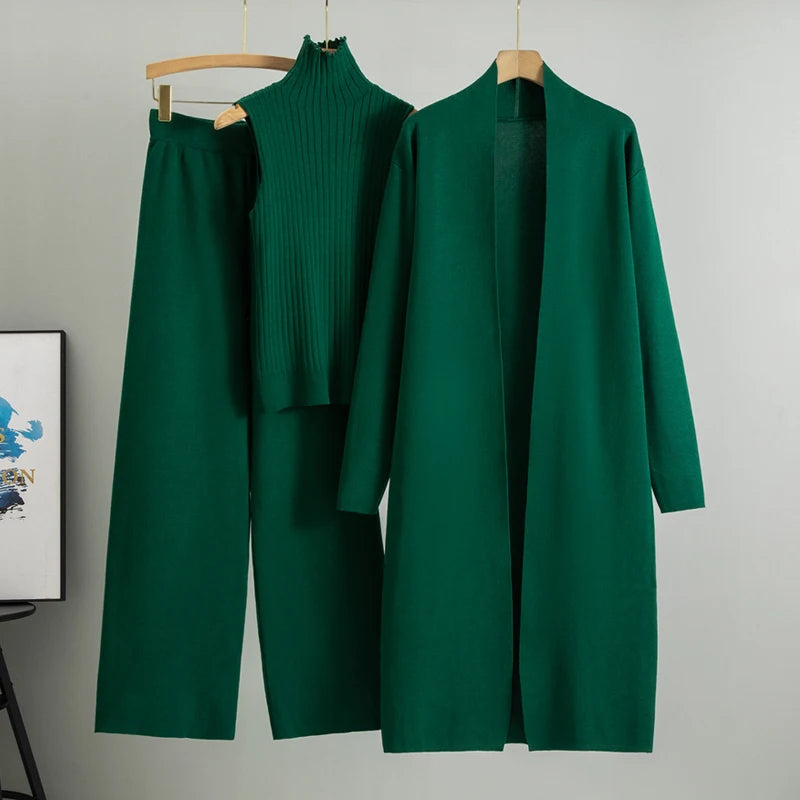 Women's 3-Piece Casual Tracksuit – Tank Top, Pants & Coat.