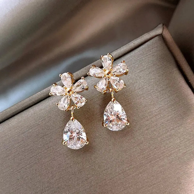 Crystal Flower Stud Earrings