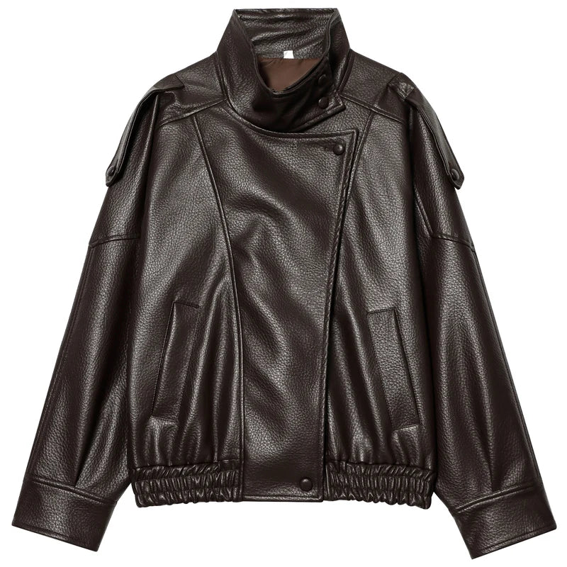 Casual Streetwear Faux Leather Jacket
