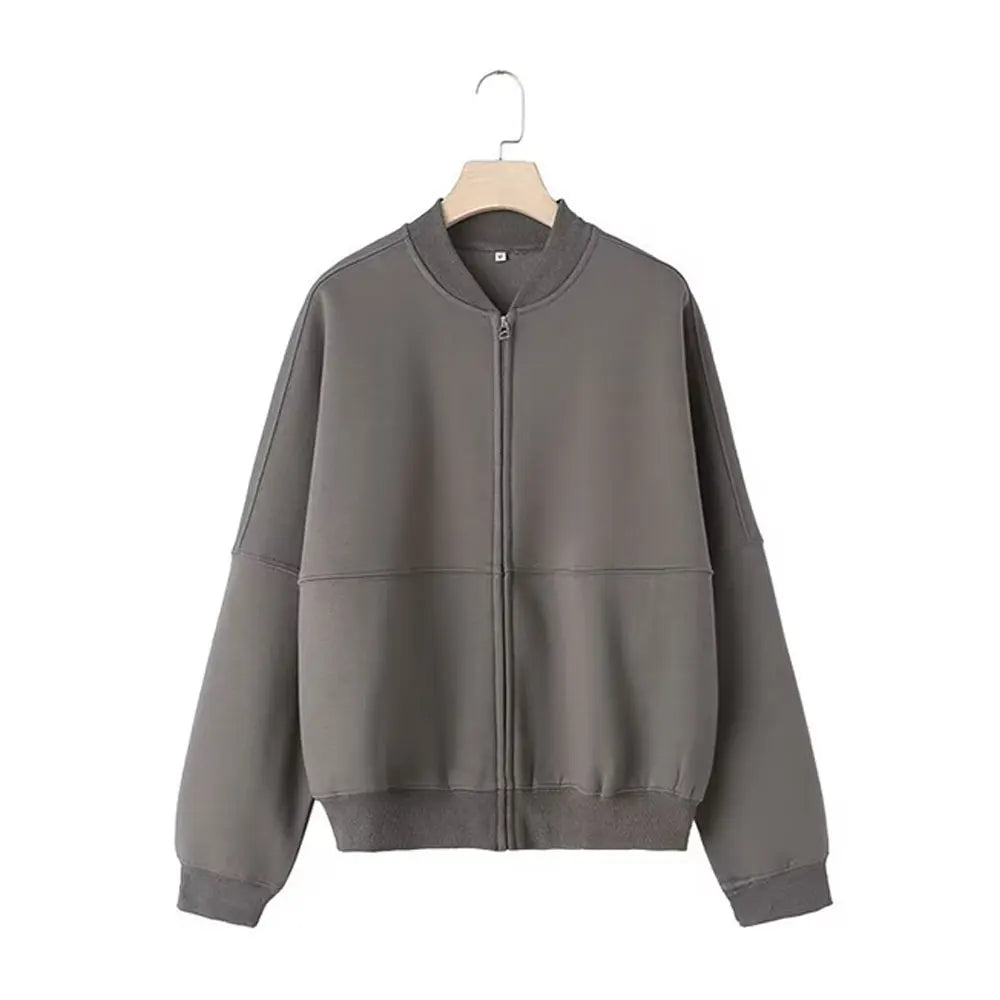 Women's Fall 2-Piece Set – Zip Bomber Jacket & Wide-Leg Pants