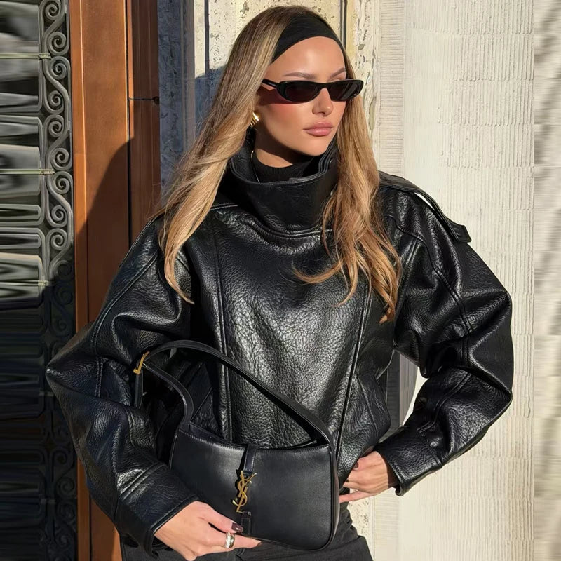 Casual Streetwear Faux Leather Jacket