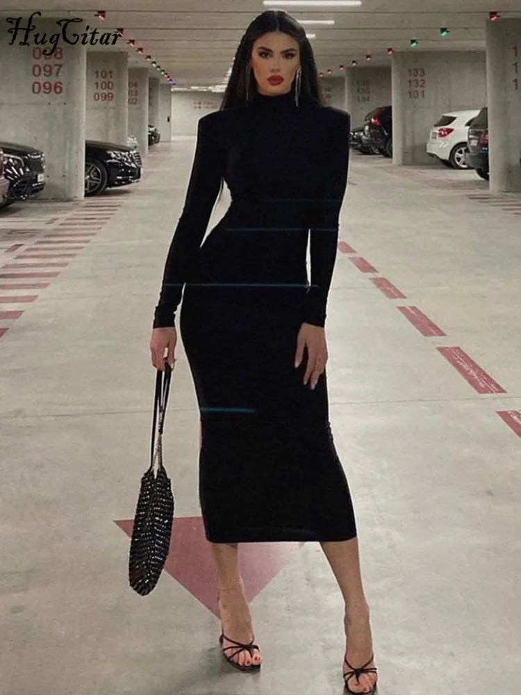 Veloura Black Bodycon Maxi