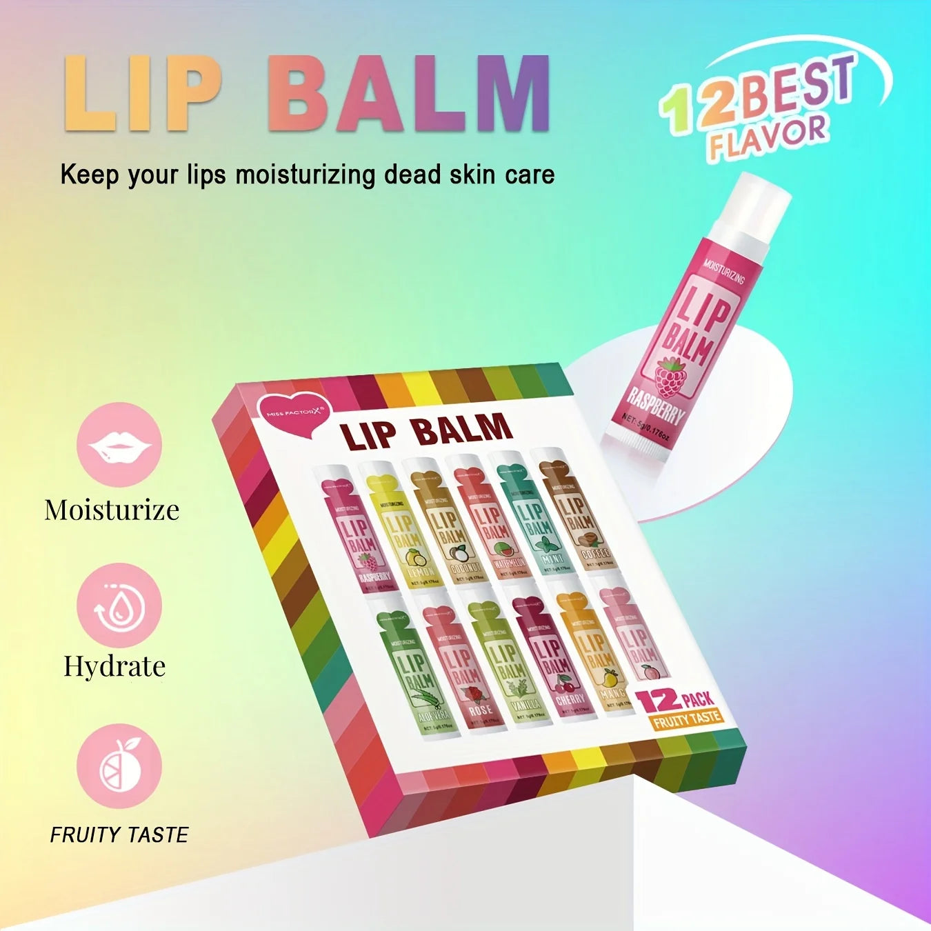 Gift set of 12 lip balms (5g) – deep moisturizing