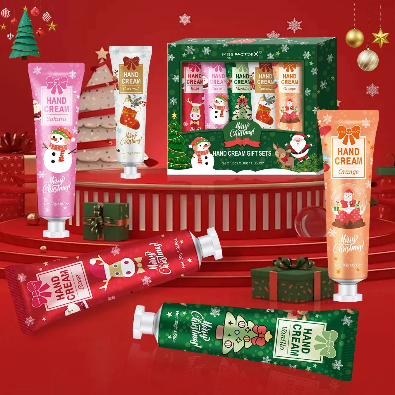 5-pack Christmas hand cream – 30g, moisturizing