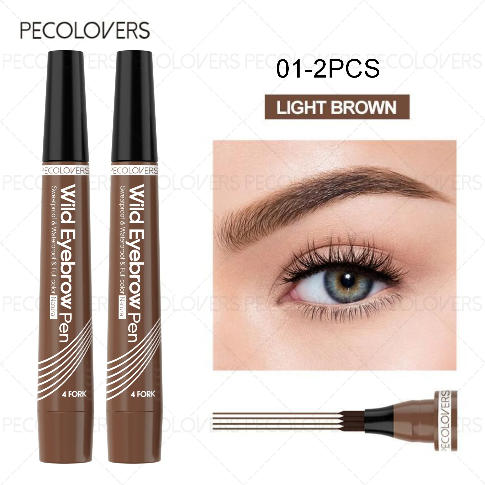 6-Color Waterproof Eyebrow Pen – 4 Split Tip Liquid Pencil