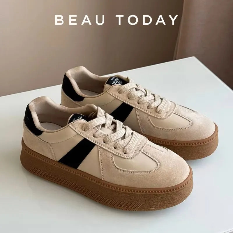 BEAUTODAY Mixed-Color Lace-Up Sneakers