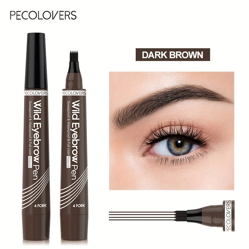 6-Color Waterproof Eyebrow Pen – 4 Split Tip Liquid Pencil