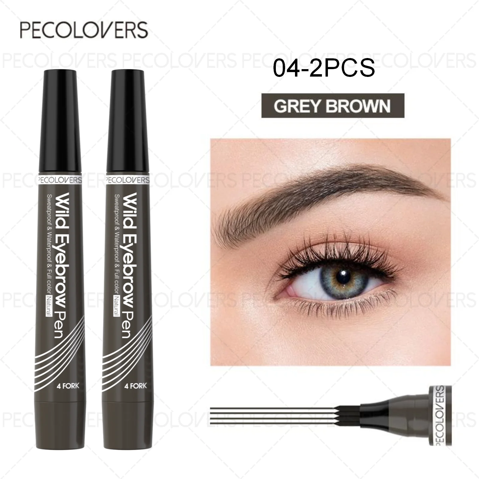 6-Color Waterproof Eyebrow Pen – 4 Split Tip Liquid Pencil